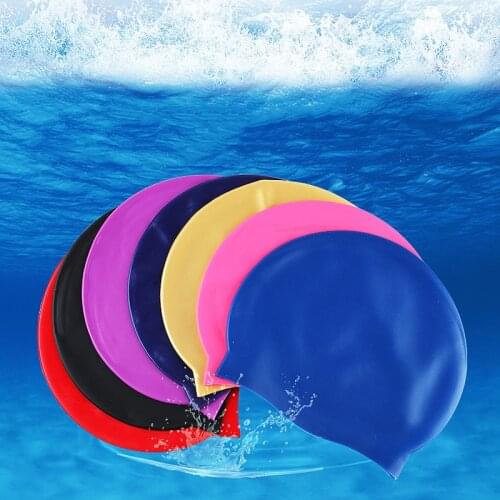 Swimming Caps Ear Protection Swimming Cap for Women Men Silicone Swim Cap Waterproof Fits Long Hair curly Short Adult Swim Cap