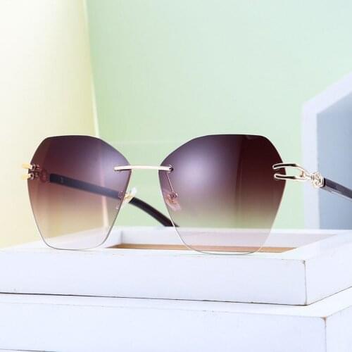 Vintage Rimless Sunglasses Women Diamond Cutting Eyewear for Men Outdoor Club UV400 Metal Frame Shades Oculos Gafas 99801DF