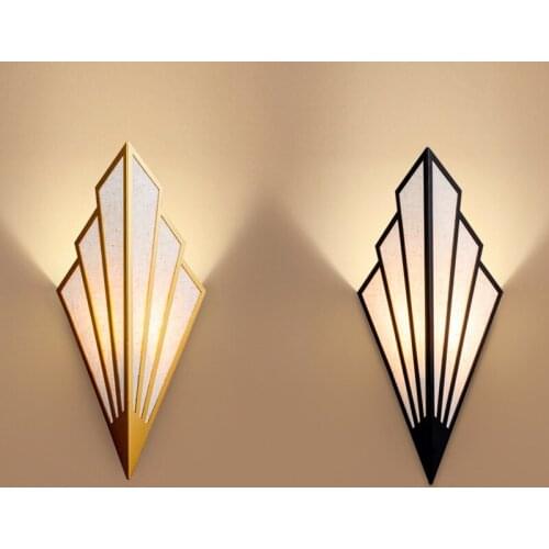 European Style LED Wall Lamp hoteles Corridor Stair Lamp Bedroom Hotel Bedside Wall Light Creative Linen Fan-Shaped Fixtures