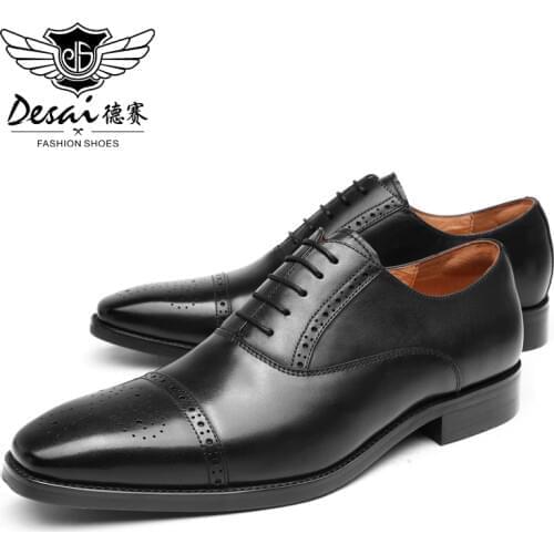 DESAI Men Genuine Leather Shoes Mans Shoes For Formal Wedding Business Dress Casual 2020 New Arrival Fashion Handmade