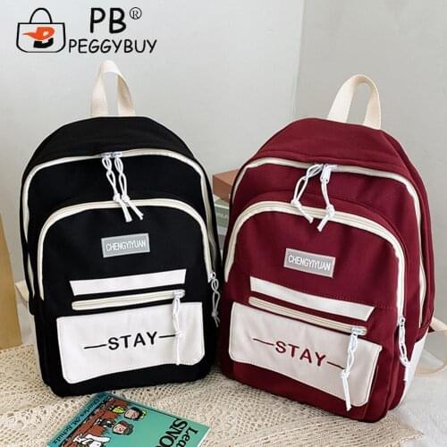 All-Match Women Hit Color Knapsacks Large Capacity Zipper Students Schoolbag Women Travel Letters Printing Rucksacks