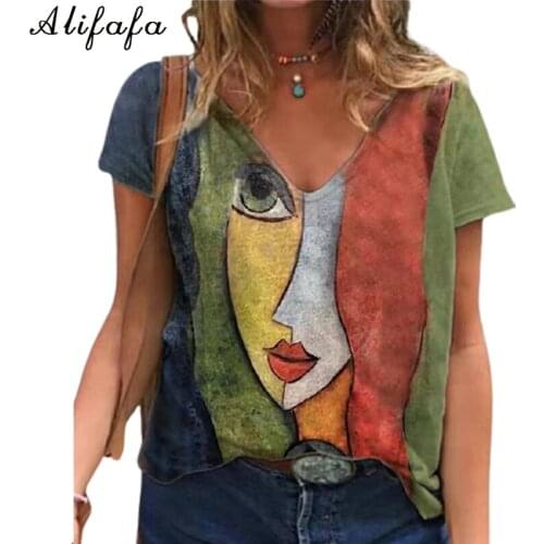 Women V Neck Tshirt Summer Short Sleeve Tops Oversize Shirt Loose Vintage Female Tee Clothes Plus Size S-5XL футболка оверсайз