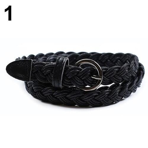 Women Fashion Braided Rope Pin Buckle Belt Wild Casual Dress Decorative Belt
