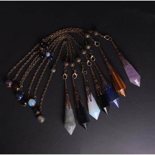 1PCS Handmade Facet Natural Crystal Quartz Pendulums for Dowsing Reiki Chakra Healing Crystals Charms Necklace Filigree Pendant