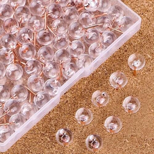 100Pcs/Box Acrylic Metal Thumbtack Push Pins Head For Cork Board Safety Colored Drawing Pins Decor Home Office School Supplies