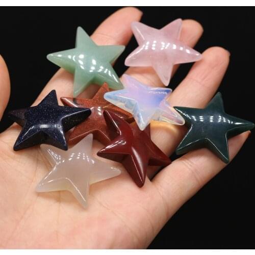 Natural Stone Agates Quartz Five Pointed Star Aventurine Charm Pendant for DIY Necklace Earring Jewelry Making For Women 35x35mm