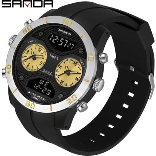 SANDA watch male student electronic watch digital sports outdoor youth alarm clock waterproof mens fashion trend orologio uomo
