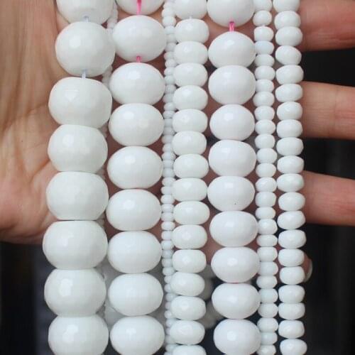 Faceted white porcelain agates Rondelle beads ,DIY Jewelry Making ! We provide mixed wholesale for all items