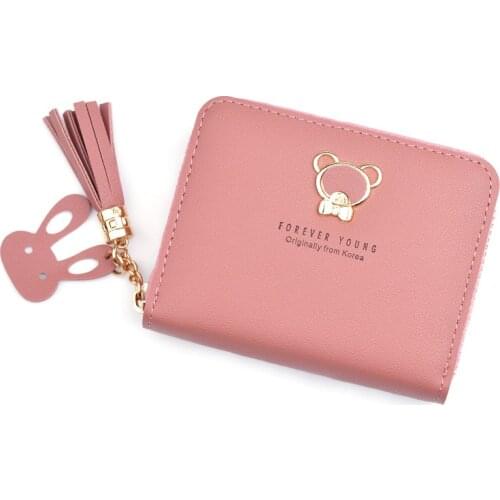 Women Cute Purse Leather Short Zip Women Wallets Coin Purse Credit card holder Money Bag Mini Wallet Female ID Card Holder