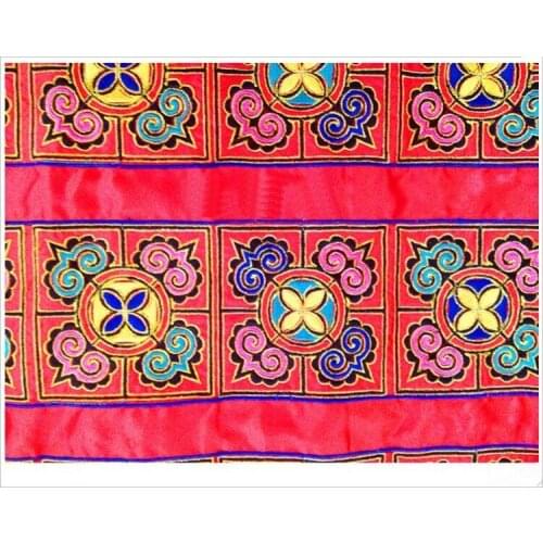 Miao embroidery satin fabric lace sewing trim 12cm jean dress collar ribbon tape webbing ethnic tribal hmong thai india boho DIY