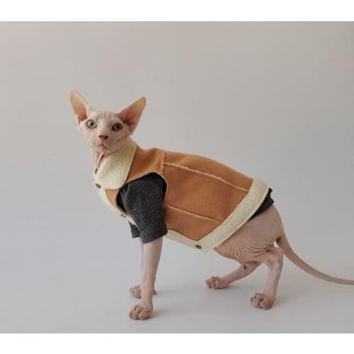 New winter warm short vest Sphinx hairless cat German clothes