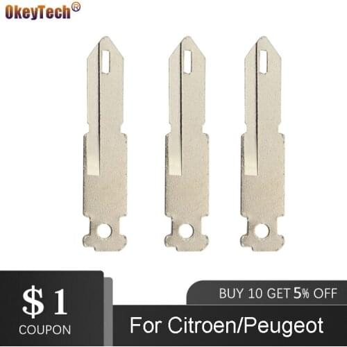 OkeyTech 5/10pcs NE73 Car Remote Key Blank for Renault 206 Uncut Key Blade For Citroen C2 Picasso For Peugeot 206 306 405 #53