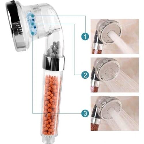 3 Function Adjustable Hand Held Jetting Shower Head Bathroom High Pressure Water Handheld Saving Anion Filter SPA Shower Heads