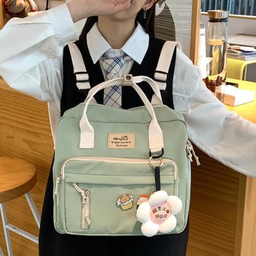 Korean Multi-function Lovely Girl Backpack Japanese Preppy Style Students Schoolbag Large Capacity Contrast Color Travel Bag New