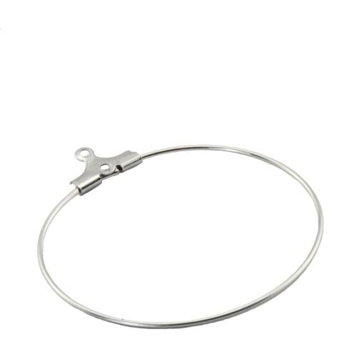 100pcs/lot Stainless Steel Beading Hoop Earring Finding Components With 2 Loops 40mm