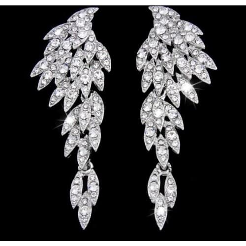 Mecresh 3 Colors Crystal Long Earrings for Women Eagle Silver Color Bridal Wedding Earrings Fashion Jewelry 2017