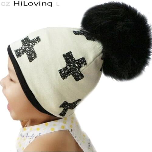 GZHilovingL Baby Girls Boys Winter Hat With Real Fur Pompom Hat Soft Warm Cotton Hat For Baby Childs Autumn Winter Cap For Kids