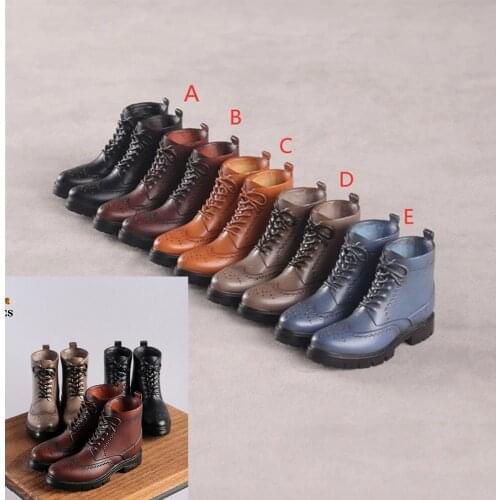 SK009 1/6 Shoes King Male Boots Retro High Motorcycle Shoes Model Fit 12'' Male Action Figure Doll In Stock
