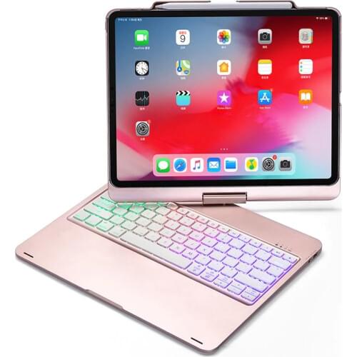 Ultra-Slim 360 Degree Rotary Backlight Wireless Bluetooth Tablet Keyboard for iPad Pro 12.9 other Bluetooth enabled devices