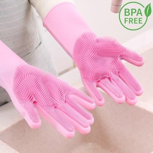 Magic Silicone Dish Washing Gloves Must Have Household Tools Silicone Gloves for Cleaning Kitchen,Car,Pet,Bath