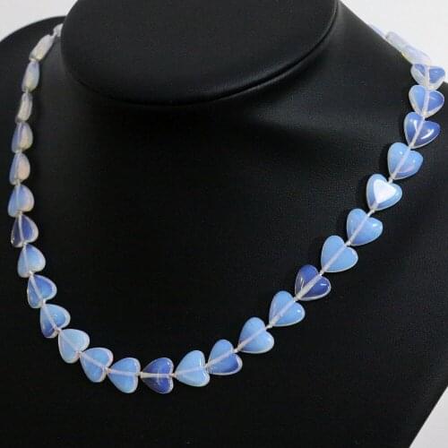 High grade Sri lanka white moonstone opal heart shape beads 12mm fashion women charms chain necklace 18inch B1495
