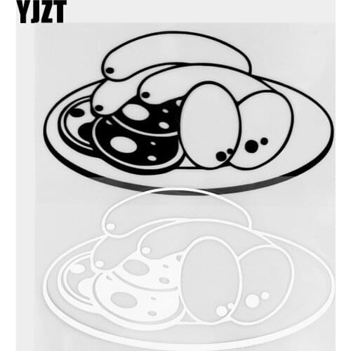 YJZT 14.8×8.2CM Pork Sausage And Egg Funny Vinyl Decal High Quality Car Stickers Black / Silver 20B-0414