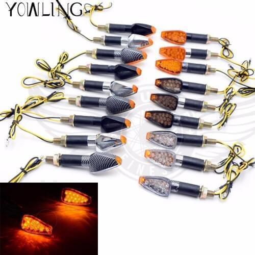 YOWLING 1Pair Motorcycle LED Turn Signal Indicators Light Universal Flashing Motorbike Amber Blinker Lamp Transparent Lense