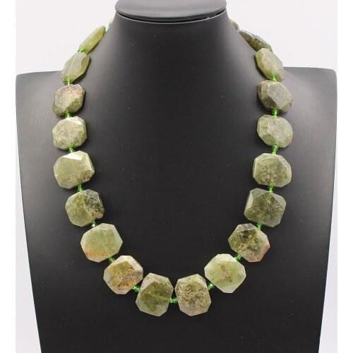 GuaiGuai Jewelry Natural Green Demantoid Stone Chunky Rectangle Real Gems Chokers Necklace Handmade For Women