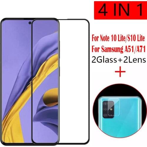 4-in-1 Camera + Tempered Glass For Samsung Galaxy A51 A71 Screen Protector Glass On Samsung Note 10 S10 Lite protective Glass