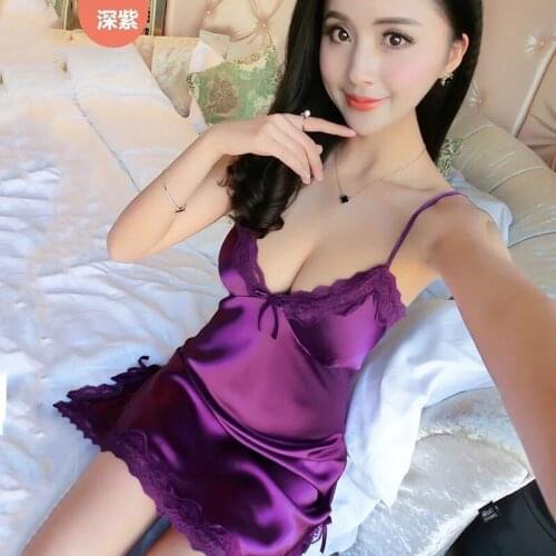 Ladies close-fitting pajamas sexy suspender skirt deep V-neck suitable for spring, summer, autumn and winter