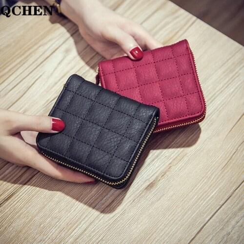 Women Small Wallet Zipper New 2020 Fashion Ladies Purse Card Holder Multicolor Clutch Coin Female Bag Square Soft Lattice 220
