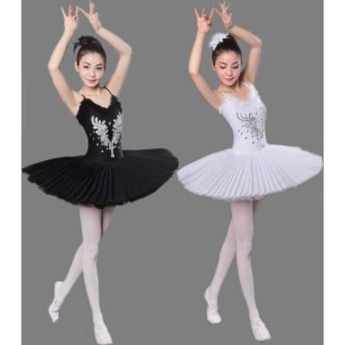 Women Adult Ballet Dress Ballerine Dance Dress Stage Costume Black/White Ballet Clothes Girls Professional Ballet Tutu Dancewear