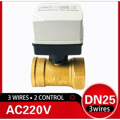 1" small compact electric water valve with 220V actuator, 3 wires 2 control motorized valve used for solar heating system