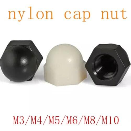 10-20PCS M3 M4 M5 M6 M8 m10 Black And White Nylon Nut Plastic Cap Nuts Decorative Acorn Nut