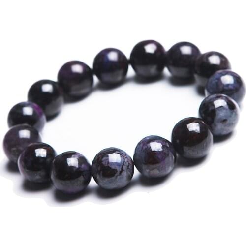 15mm Genuine Natural Sugilite Gems Stretch Women Mens Bracelet Powerful Healing Charm Round Beads Jewelry