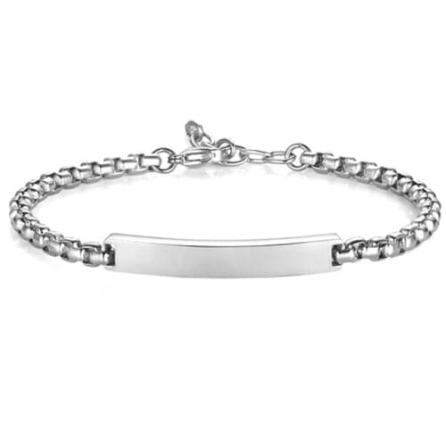 2021 Fashion Stainless Steel Men Bracelet for Round Box Chain Tag Jewelry