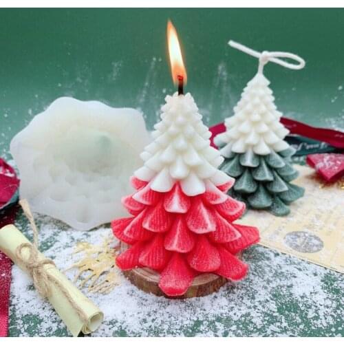Sawtooth Christmas Tree Shape 3D Candle Epoxy Resin Mold Aromatherapy Plaster Silicone Mould DIY Crafts Ornaments Casting Tools