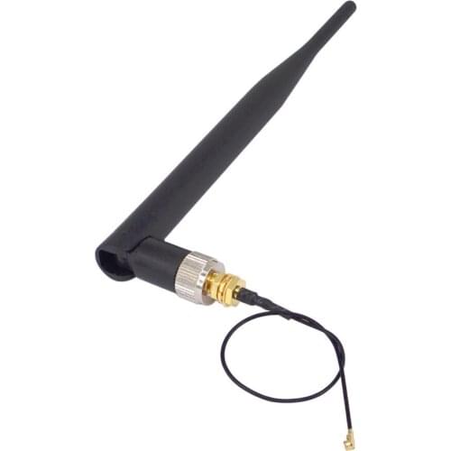 5 piece/lot 5dBi 2.4GHz RP-SMA Male Wifi Antenna +5 piece IPX to RP-SMA Jack Male Pin Extension Cord Pigtail Cable 17cm
