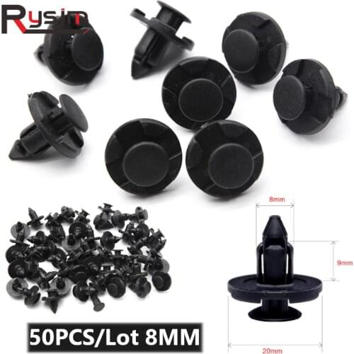 50Pcs 8mm Universal Car Bumper Fastener Plastic Rivet Retainer Push Engine Cover Car Door Trim Panel Clip Fit for Nissan for kia