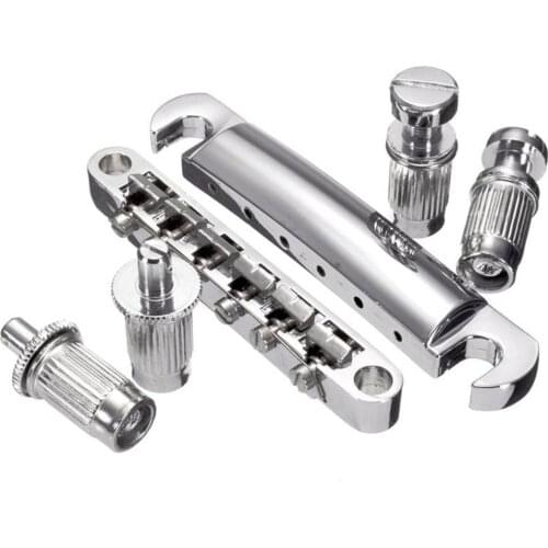 6Pcs Guitar Bridge Saddle Roller Locking Chrome For LP Electric Guitar 6 String Brass Rollers Saddle for Rollers Bridge tools