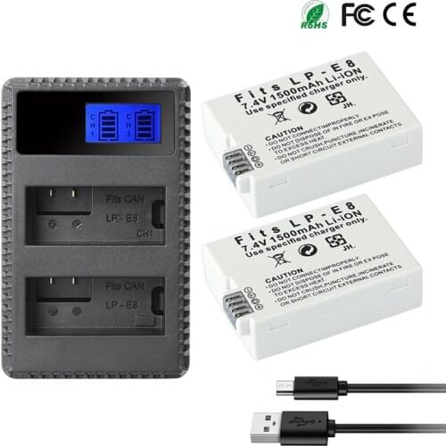 LP-E8 LP E8 Battery 1500mah For Canon EOS Rebel T3i T2i T4i T5i 600D 550D 650D 700D Kiss X5 X4 X6 X7 Batterie lp e8 Charger 8.4V