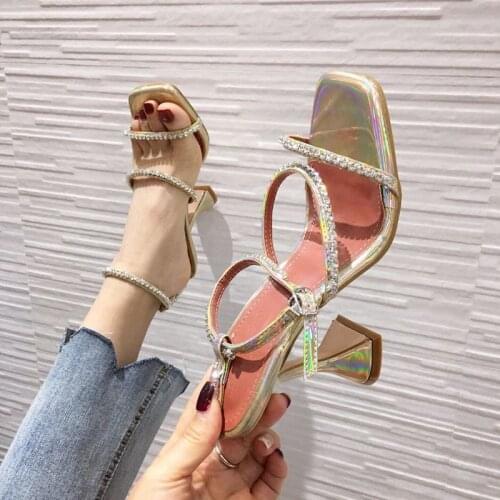 Gold Bling Crystal Sexy Women Sandals Open Toe Rhinestone Straps Cross High Heel Sandals Wedding Dress Shoes Size 35-40