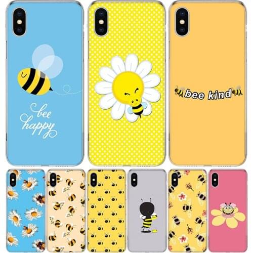 Cute animal bee art Phone Case for Apple iphone 11 12 Mini Pro XR X Xs Max 7 8 6 6s Plus 7G 6G 5G 5S 5 SE + Customize Cover Coqu