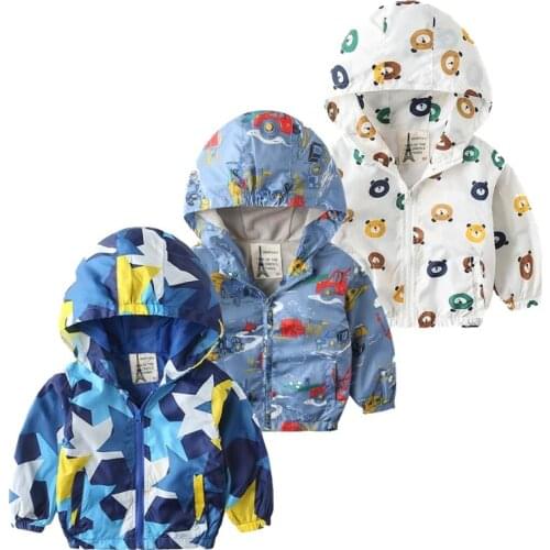 Kids Jackets For Boys Fashion Long Sleeve Baby Boy Spring Coat With Hooede Teenage Boys Clothing 6 Colours Cartoon Clothes Child