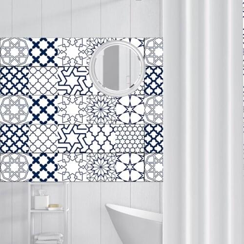 Geometric Mosaic Wall Tiles Stickers Waist Line Wall Sticker Kitchen Adhesive Bathroom Toilet PVC 20*100cm Wallpaper