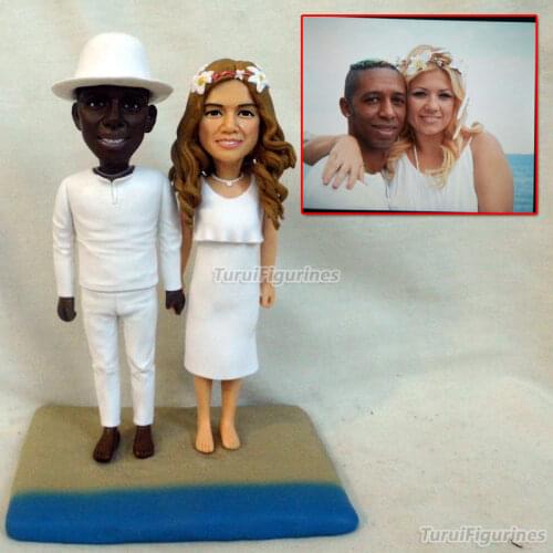India interracial figurine couple lover gift customized present gifts for girlfriend her real face sculpture by polymer clay