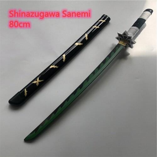 Kimetsu no Yaiba Sword Weapon Demon Slayer Shinazugawa Sanemi Rengoku Kyoujurou Cosplay Sword Ninja Knife wood Weapon Prop 80cm