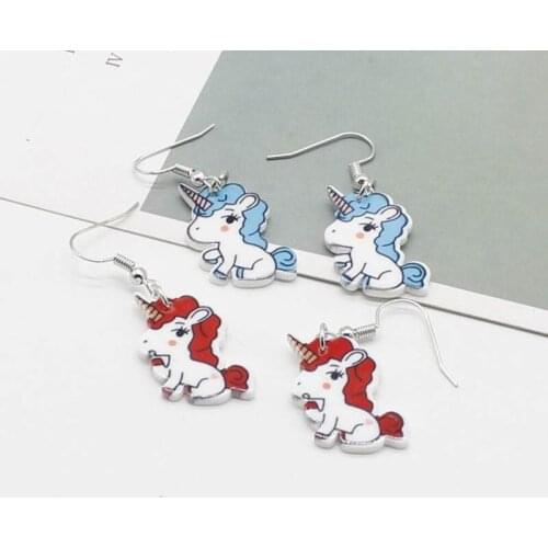 Classic Cute Cartoon Unicorn Acrylic Lady Girl Earring Jewelry Party Gift