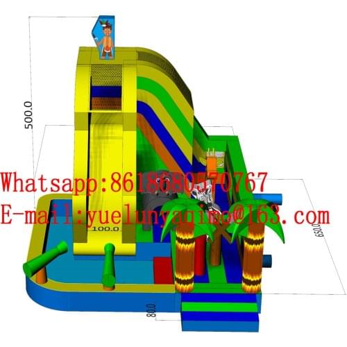 Commercial outdoor hot sale inflatable water slide with swimming pool