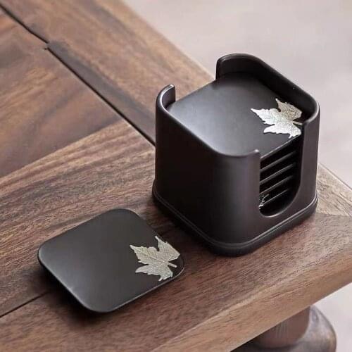 Teacup Mat Kung Fu Tea Utensils Japanese Coaster Cup Holder Insulation Base Solid Wood Tea Ceremony Coasters In Holder Set